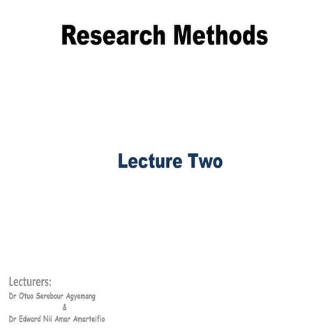 Lecture notes 2 on Business Research Methods