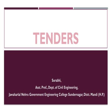 TENDERING PROCESS, TYPES OF TENDERS, TENDER DOCUMENT