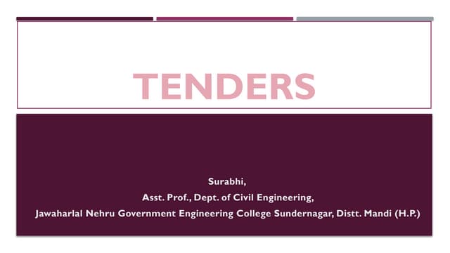 Tenders and procedure of tendering | PPTX