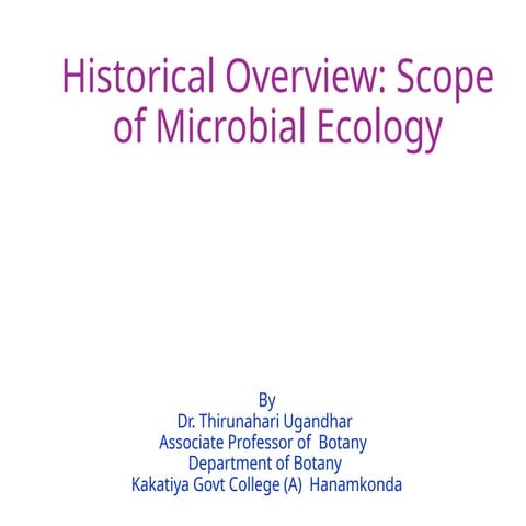 2.  History and Scope  of Microbial Ecology Thirunahari Ugandhar.pptx