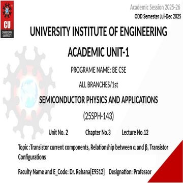 Transistor current components, Relationship between α and β, Transistor Confi...