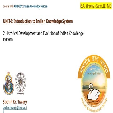 Historical Development and Evolution of Indian Knowledge system