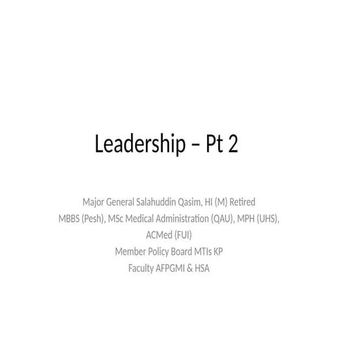 Leadership in healthcare | PPT