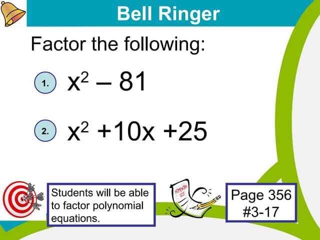 2/27/12 Special Factoring - Sum & Difference of Two Cubes