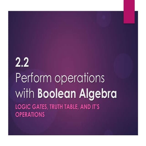 2.2 boolean algebra | PPTX