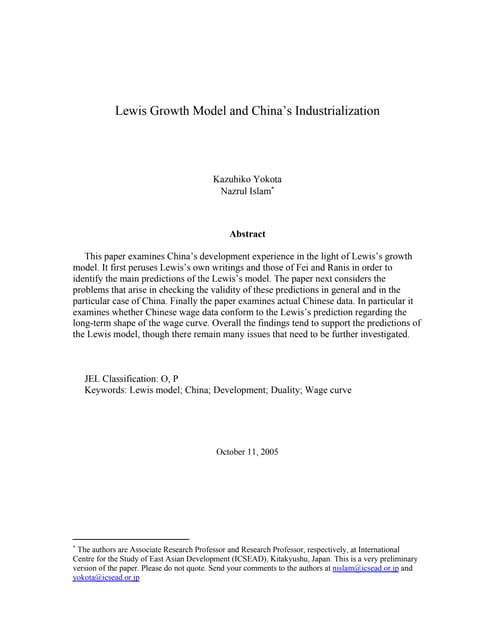 Lewis model | DOCX | Job Market | Economy