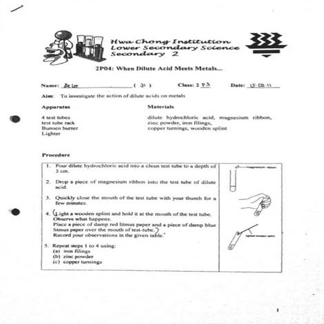 2P04: When Dilute Acid Meets Metals...
