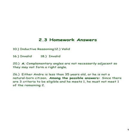 2.3 Homework Answers | PDF