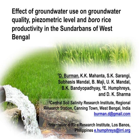 Effect of groundwater use on groundwater quality, piezometric level and boro ...