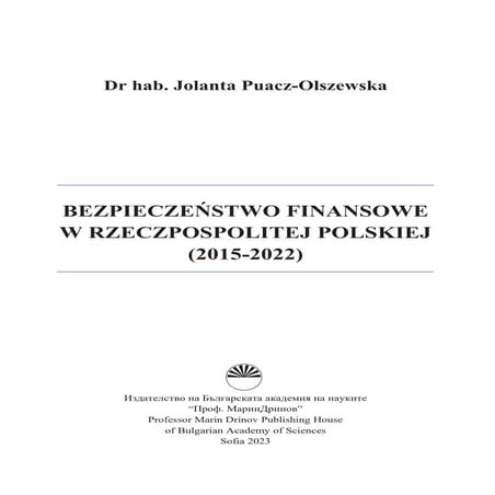 Jolanta Puacz-Olszewska Bezpieczeństwo finansowe w Rzeczpospolitej ...
