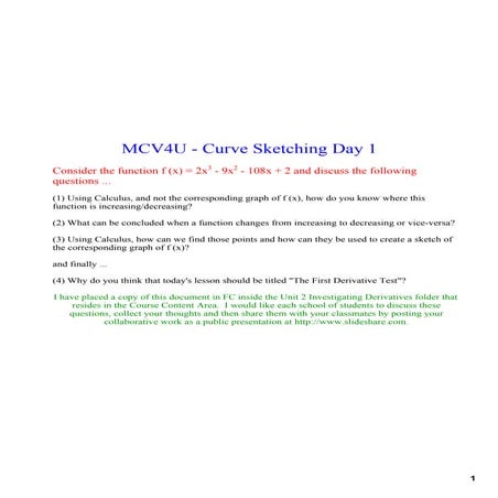 2.6 Curve Sketching Rcbhs