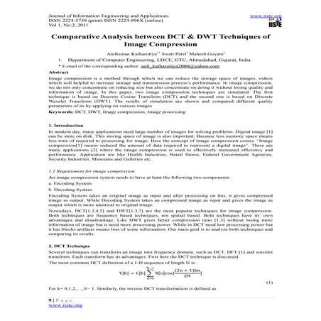 2.[9 17]comparative analysis between dct & dwt techniques of image ...