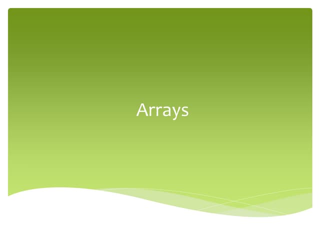 Arrays in Data
