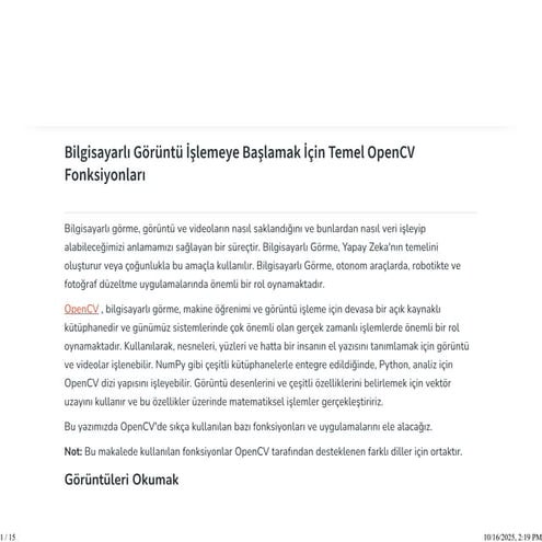 2-Bilgisayarlı Görüntü İşlemeye Başlamak İçin Temel OpenCV Fonksiyonları - Ge...
