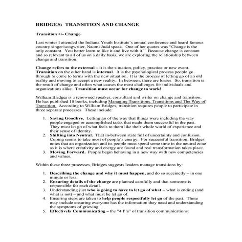 Transition and Change - Bridges