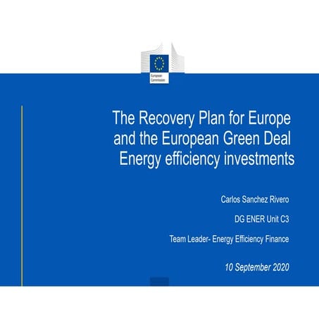 The Recovery Plan for Europe and the European Green Deal Energy efficiency in...