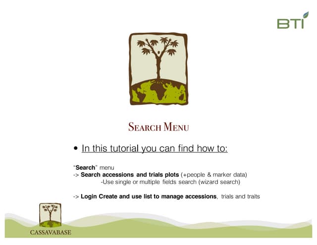 2  Cassavabase workshop: search menu