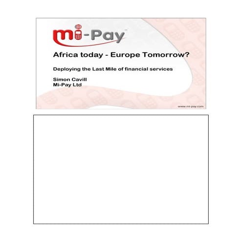 Mobile financial services in the developing world