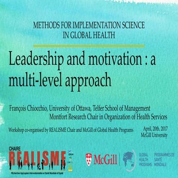 Leadership and motivation : a multi-level approach