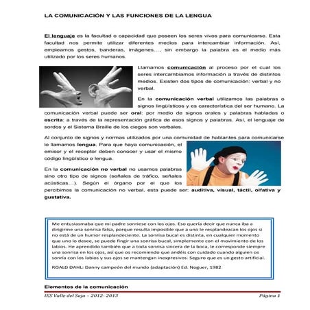 La comunicación: elementos y funciones del lenguaje | PDF