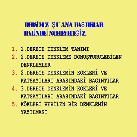 2. DERECE DENKLEMLER