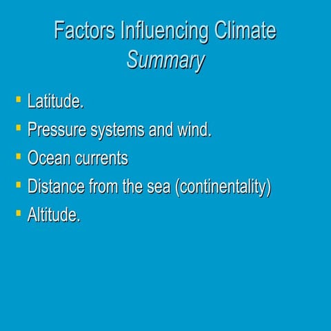 2 - Factors Influencing Climate (Summary)