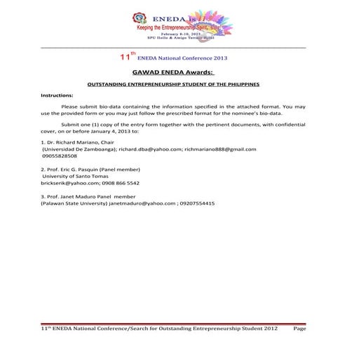 2. gawad eneda outstanding entrepreneurship student 2012