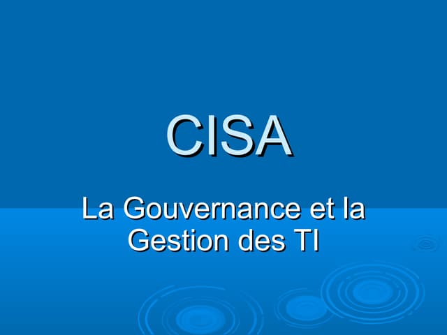 Gouvernance et Gestion des TI