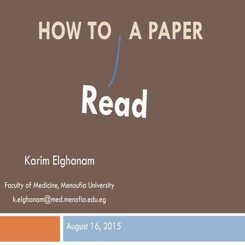 Research 101: How to Read a Scientific Paper | PDF