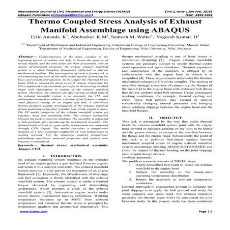 Thermo coupled stress analysis of exhaust manifold assemblage using ...