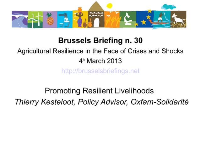 30thBrussels Briefing on Agricultural Resilience- 2.Thierry Kesteloot: Promoting resilient livelihoods cta briefing