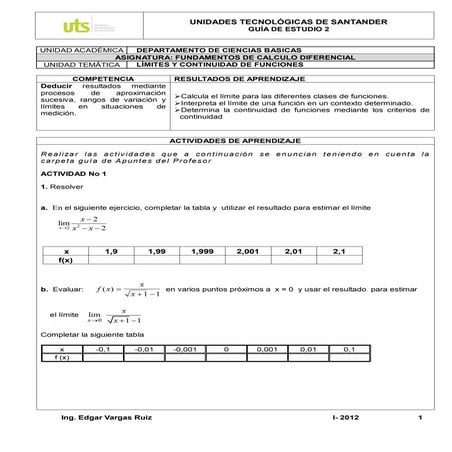 FCD Guía 2. limites y continuidad
