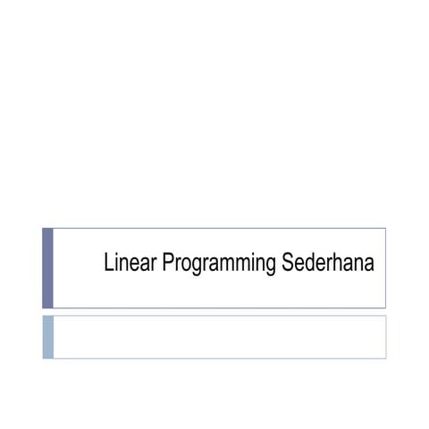 2. linear programming sederhana | PPTX