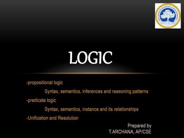 Logic in Predicate and Propositional Logic