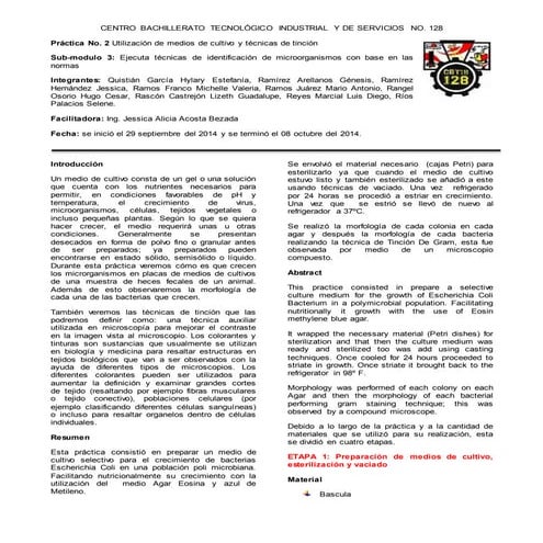 Práctica #2 Medios de cultivo y técnicas de tinción