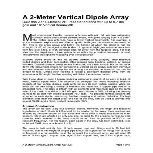 2 meter vertical dipole array