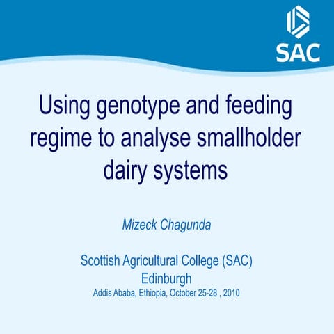 Using genotype and feeding regime to analyse smallholder dairy systems