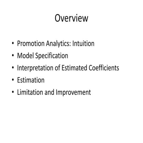 Promotion Analytics - Module 2: Model and Estimation