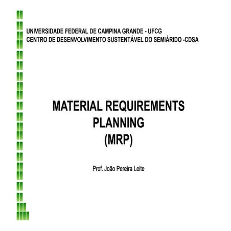 Aula 2 - Planejamento e Controle da Produção II