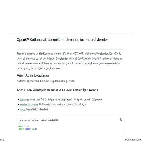 2-OpenCV Kullanarak Görüntüler Üzerinde Aritmetik İşlemler - .pdf