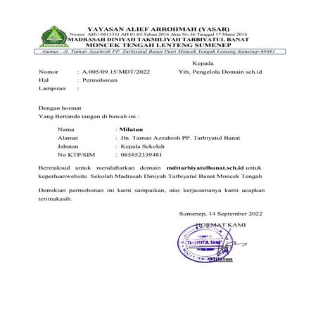 CONTOH SK PANITIA MAULID NABI