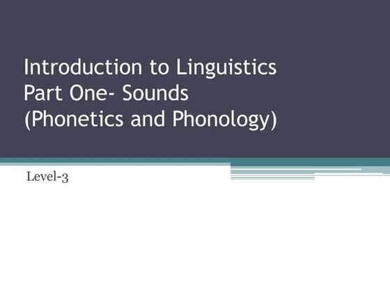 Introduction to Phonology | PPT