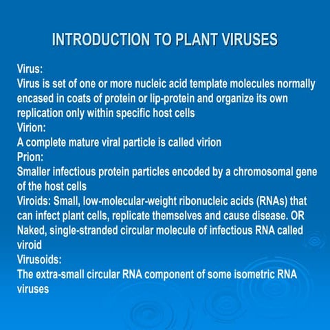 INTRODUCTION TO PLANT VIRUSES