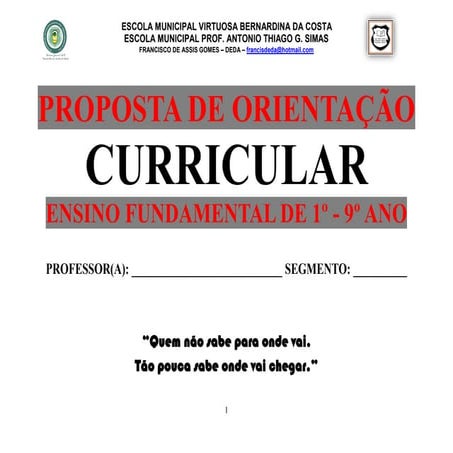 PROPOSTA CURRICULAR DO ENSINO FUNDAMENTAL