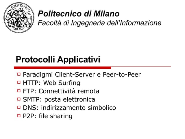 2 Protocolli Applicativi