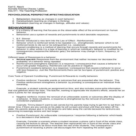 2   psychological perspective affecting education handout