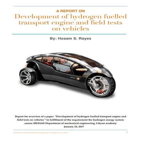 Development of hydrogen fuelled transport engine and field tests on vehicles