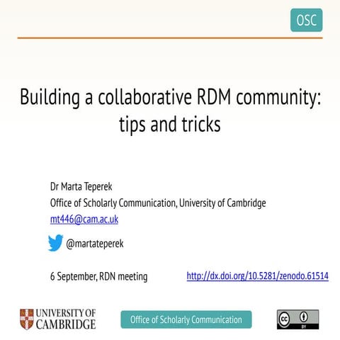 Building a collaborative RDM community, research data network