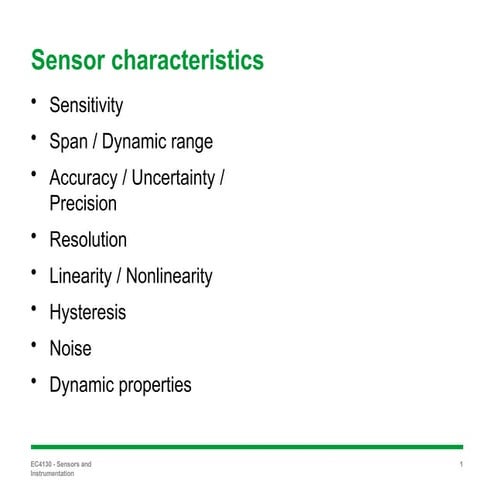 Sensor Parameters - different parameters related to sensors | PPTX