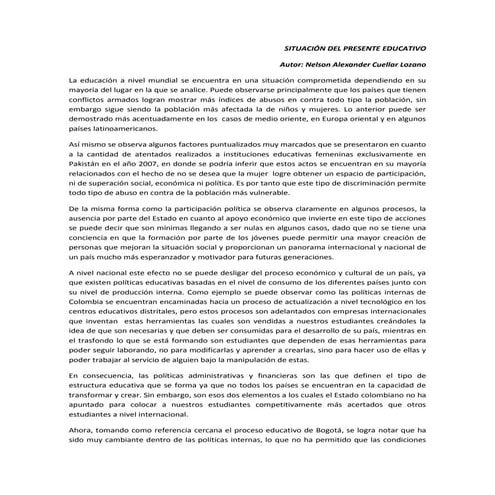 Situacion del Presente Educativo
